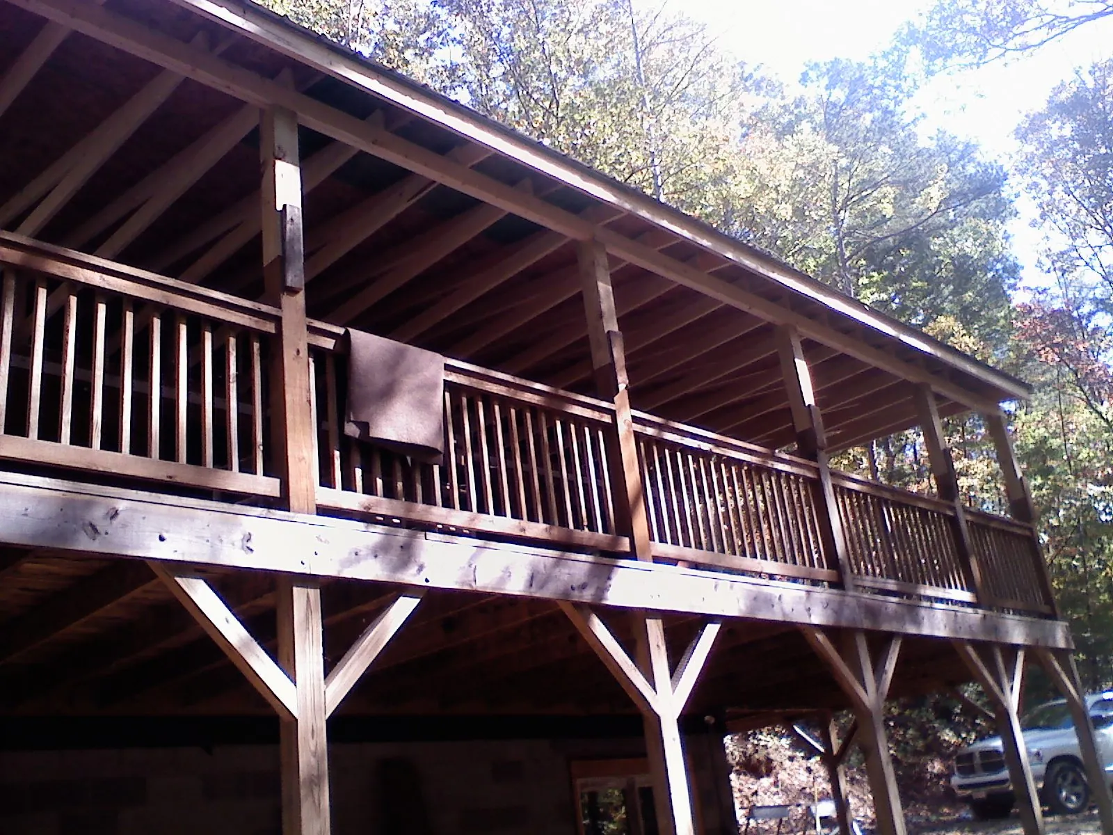 Timber framing under a new elevated porch and deck — Roof Leak Repair in Kirklin by Roofing Brothers